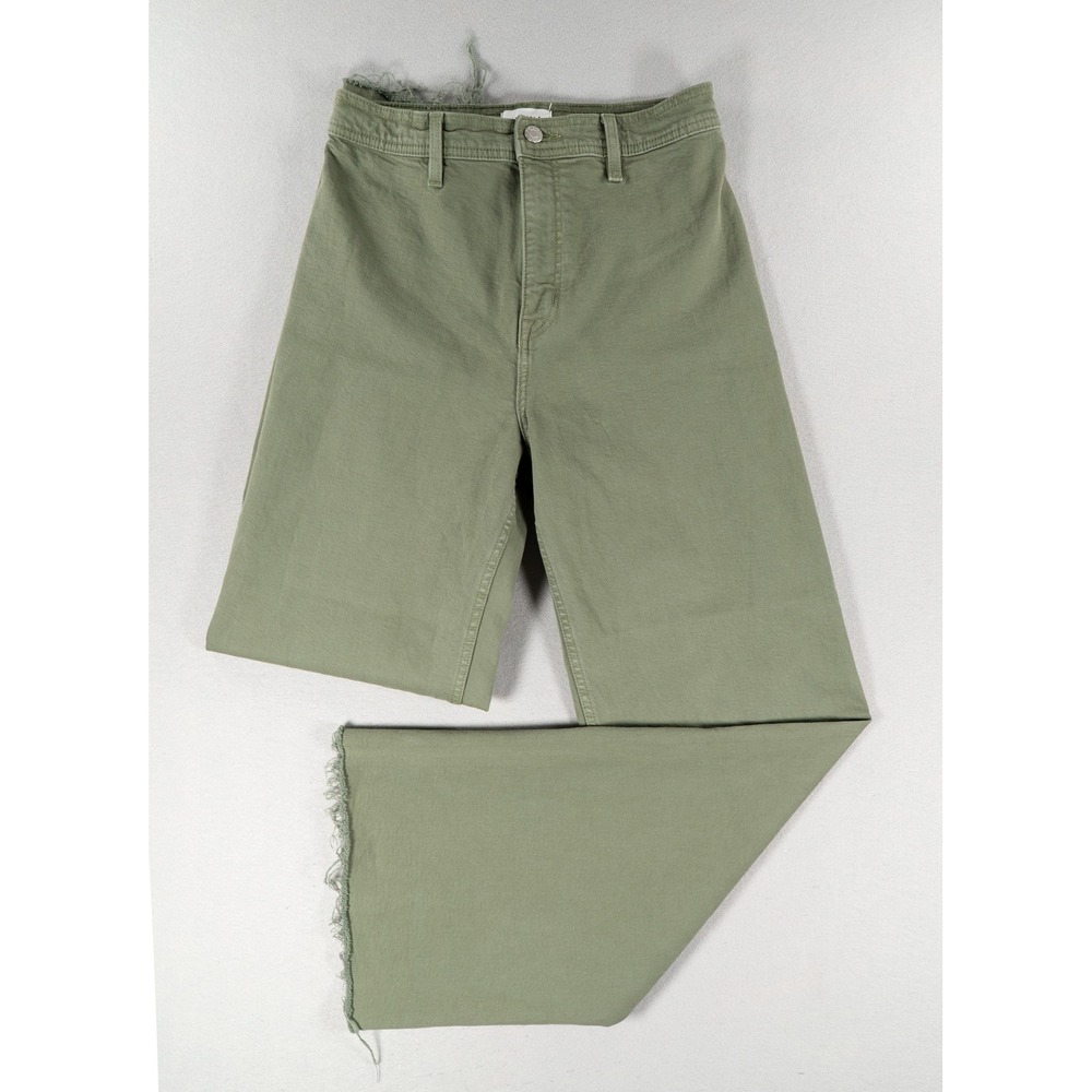 Pistola Meadow Wide Leg Jeans Women's Size 28 Olive Green High Rise Raw Hem